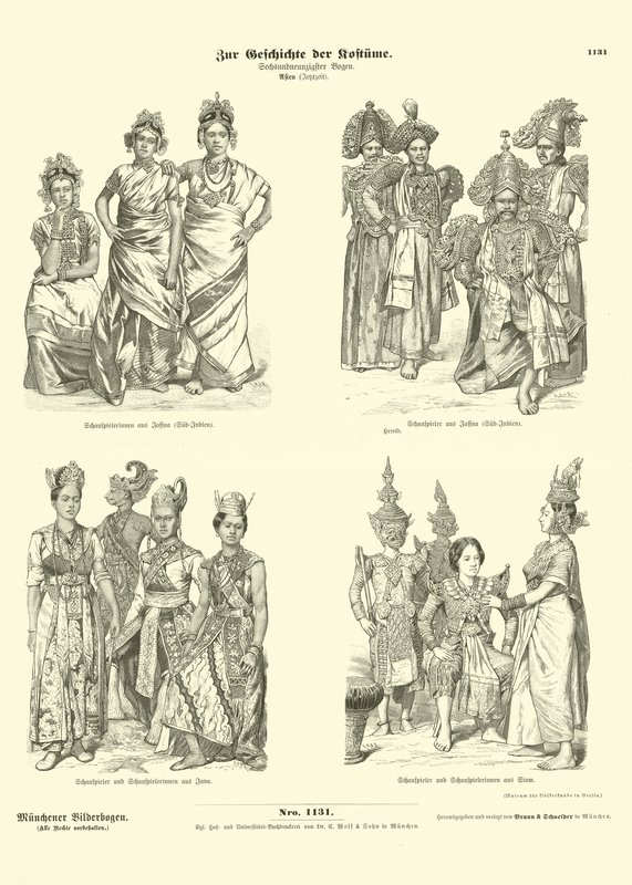 Kostýmy asijských herců, konec 19. století od German School