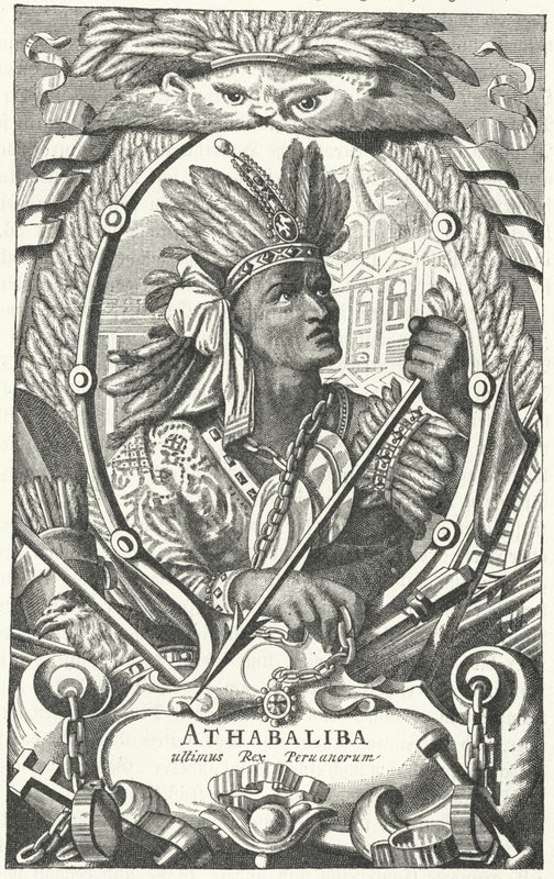 Atahualpa, incký císař (rytina) od German School
