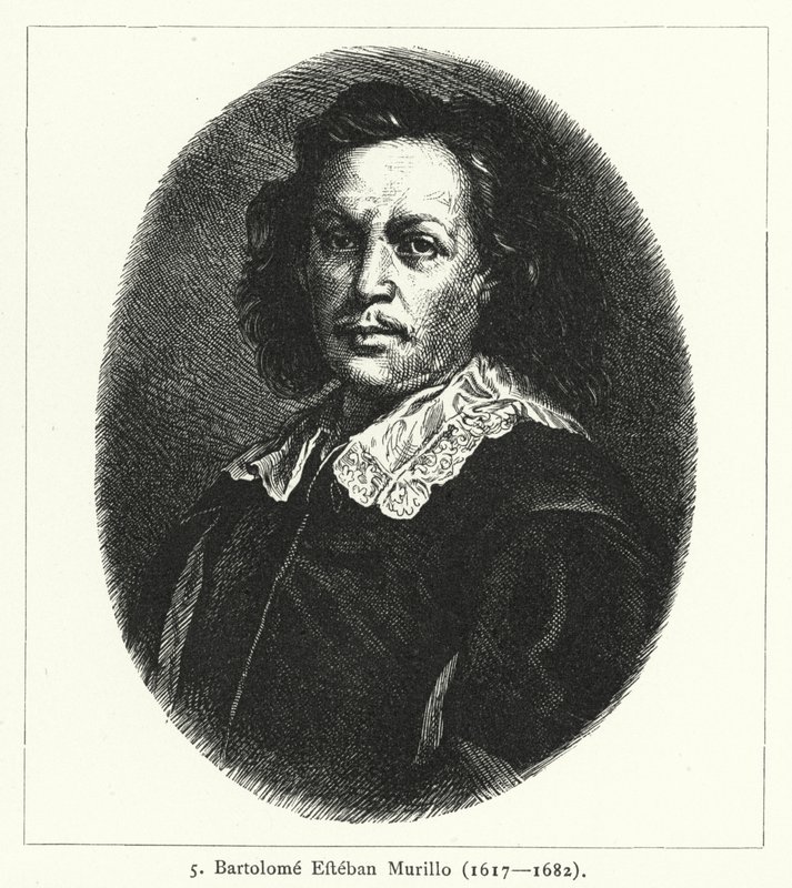 Bartolome Esteban Murillo , španělský barokní malíř (rytina) od German School