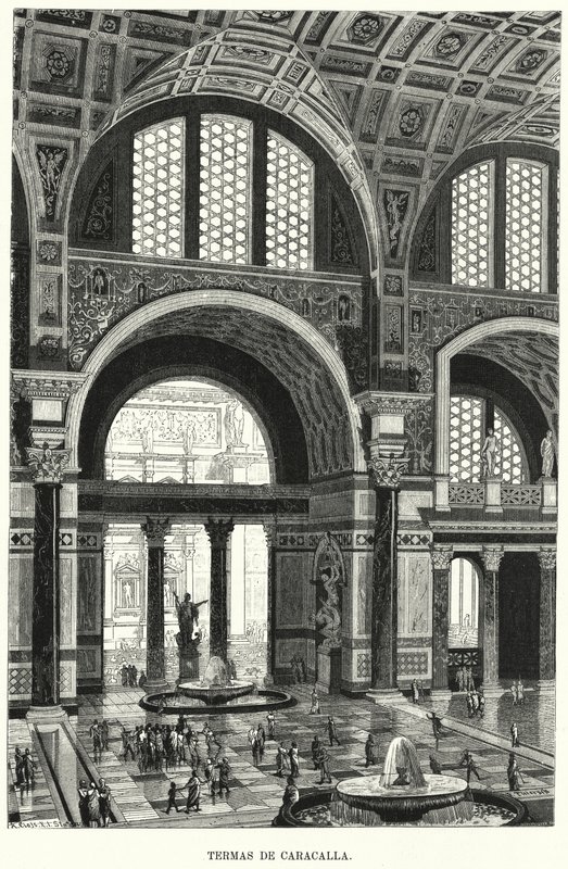 Baths of Caracalla, Řím (litho) od German School