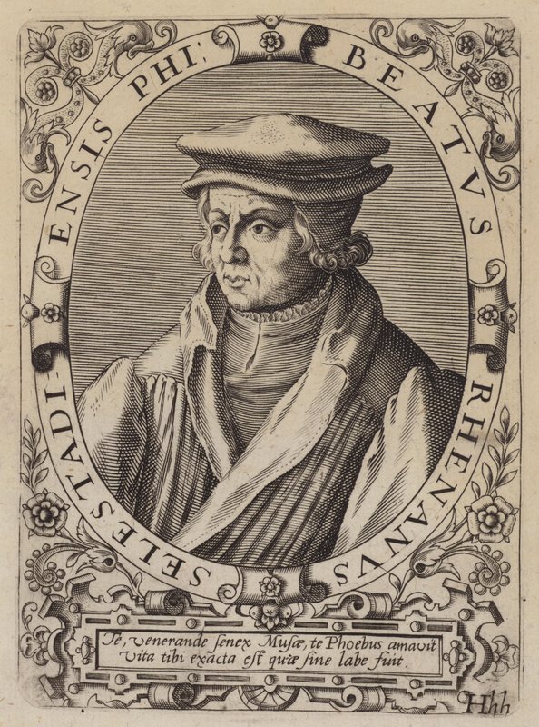 Beatus Rhenanus, německý humanista, učenec a náboženský reformátor (rytina) od German School