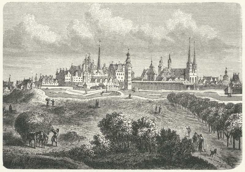 Berlín a Colln v 17. století (rytina) od German School