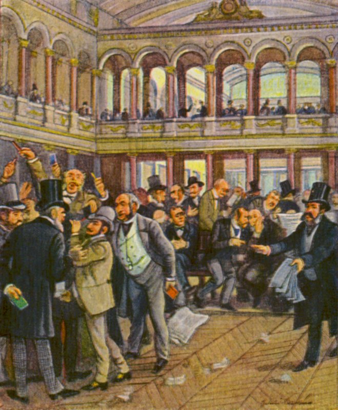 Berliner Borse / Berlínská burza cenných papírů (barevná litografie) od German School