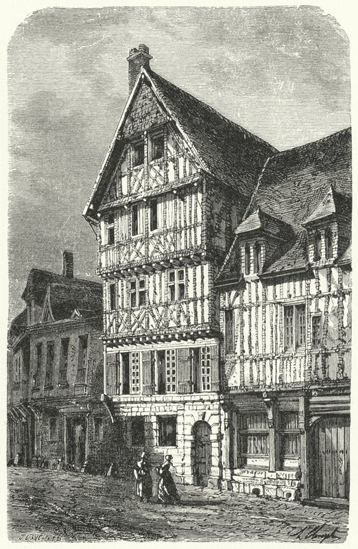 Rodiště francouzského dramatika Pierra Corneille v Rouen (rytina) od German School