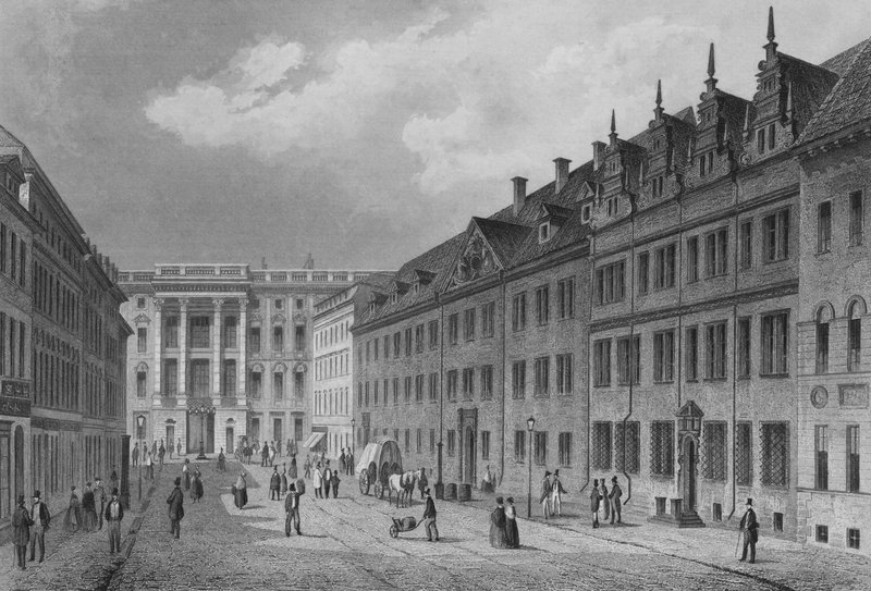 Breite Strasse, Berlín (ocelová rytina) od German School