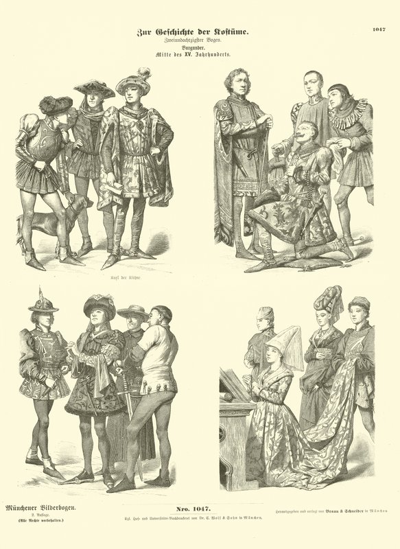 Burgundské kostýmy, polovina 15. století od German School