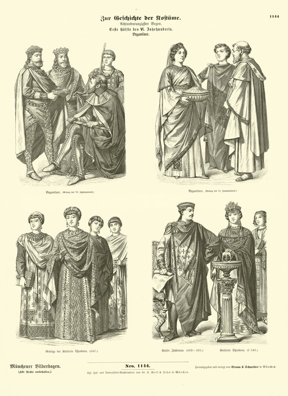 Byzantské kostýmy, první polovina 6. století od German School