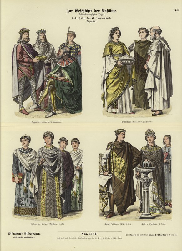 Byzantské kostýmy, první polovina 6. století od German School
