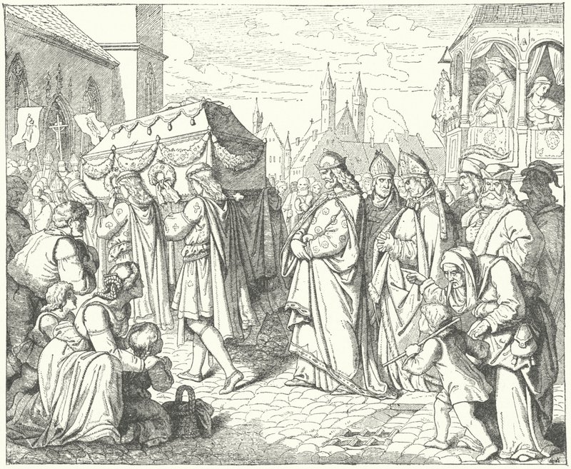 Karel IV. po pohřebním průvodu německého krále Gunthera von Schwarzburg od German School
