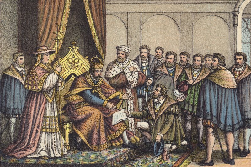 Christian Bayer čte Augsburské vyznání (chromolitho) od German School