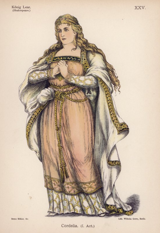 Cordelie, ze Shakespearova Krále Leara (barevné lito) od German School