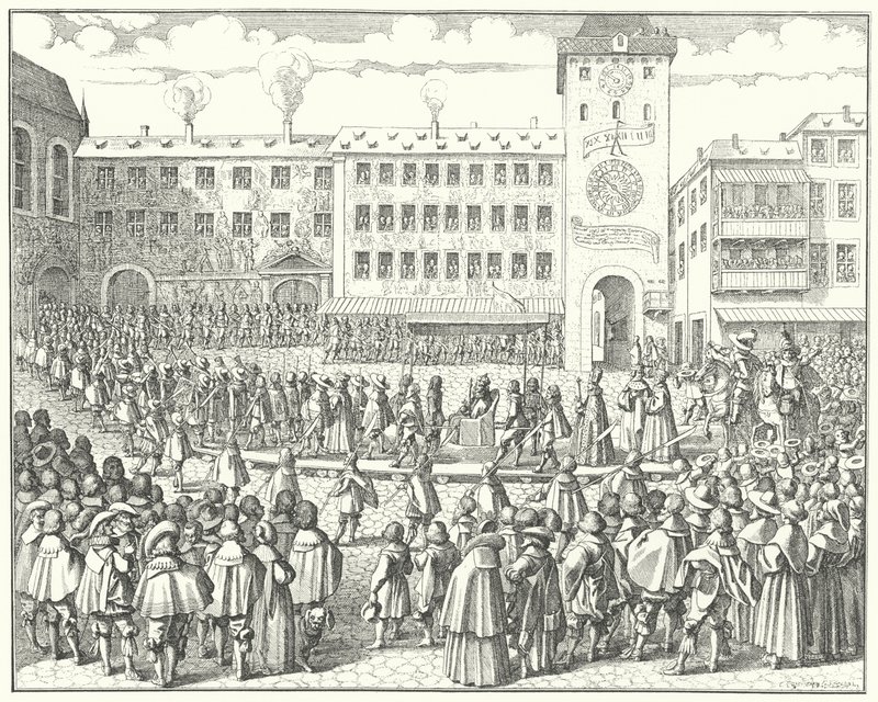 Korunovační průvod Matyáše, císaře Svaté říše římské v roce 1612. od German School