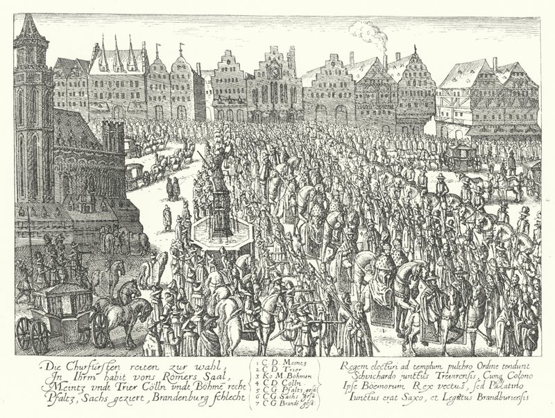 Korunovační průvod císaře Svaté říše římské Ferdinanda II., Frankfurt od German School