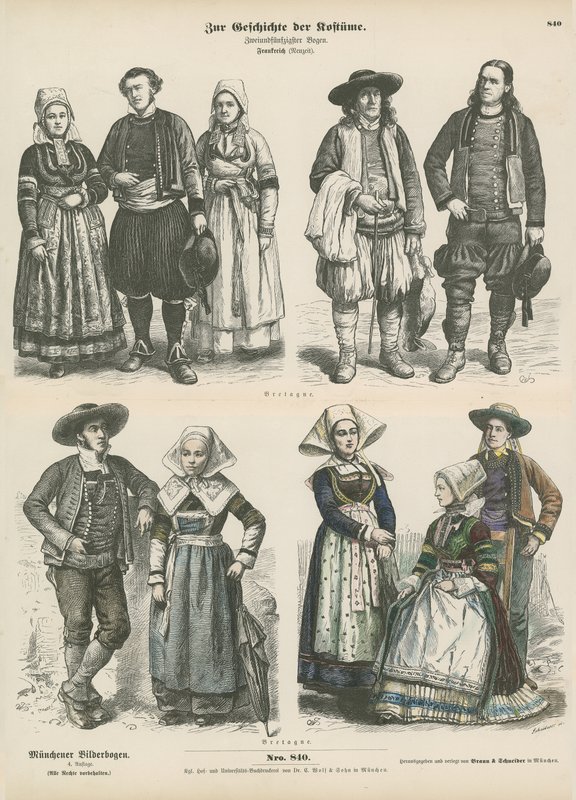 Kostýmy Bretaně, konec 19. století od German School