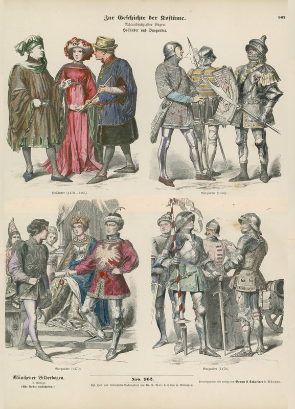 Kostýmy Burgundska a Holandska, 15. století od German School