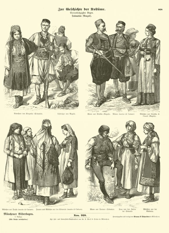 Dalmatské kroje, konec 19. století od German School