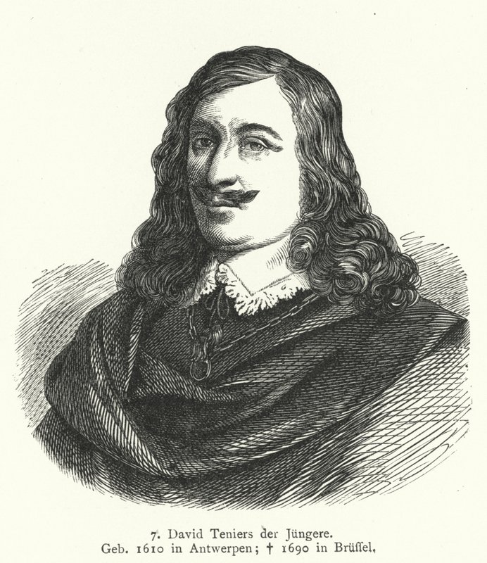 David Teniers mladší, vlámský barokní umělec (rytina) od German School