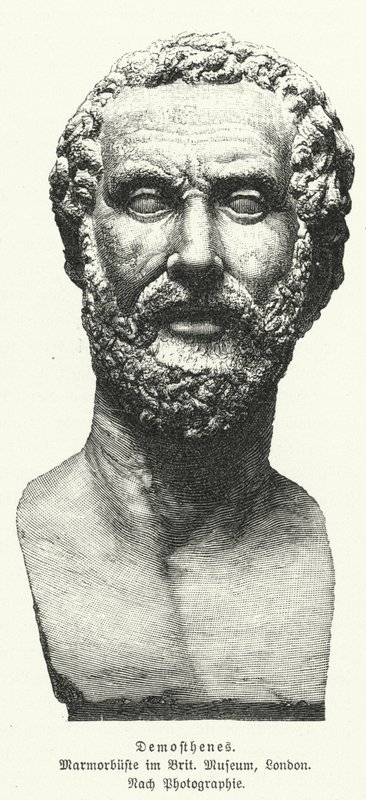 Demosthenes , starověký řecký státník a řečník (litho) od German School