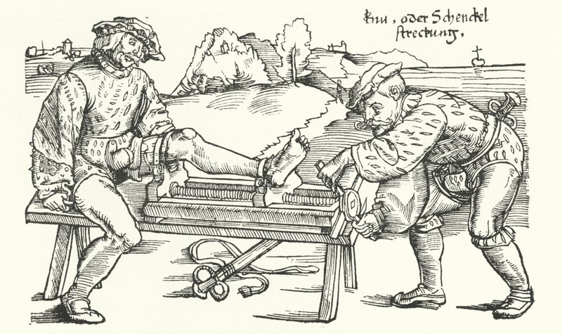 Zařízení pro narovnání zraněné nohy (rytí) od German School
