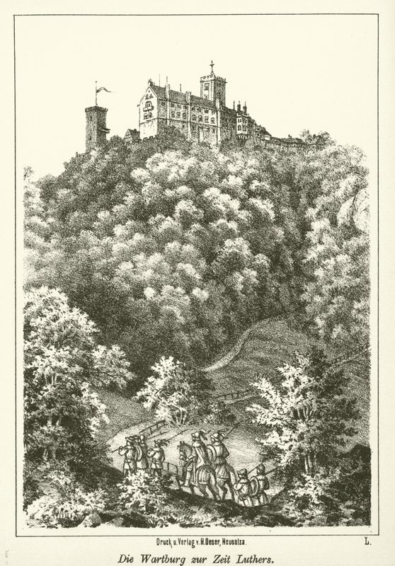 Wartburg v Lutherově době (rytina) od German School