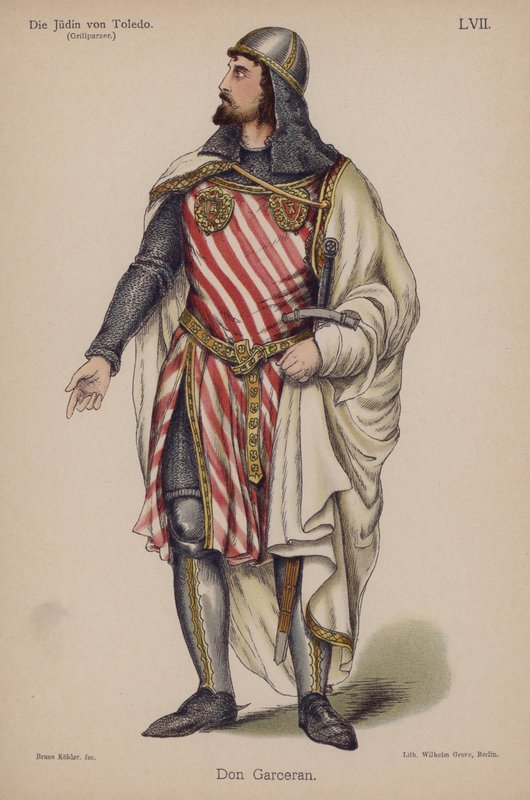 Don Garceran, z Die Judin von Toledo (Židovka z Toleda) od Franze Grillparzera (barevné lito) od German School