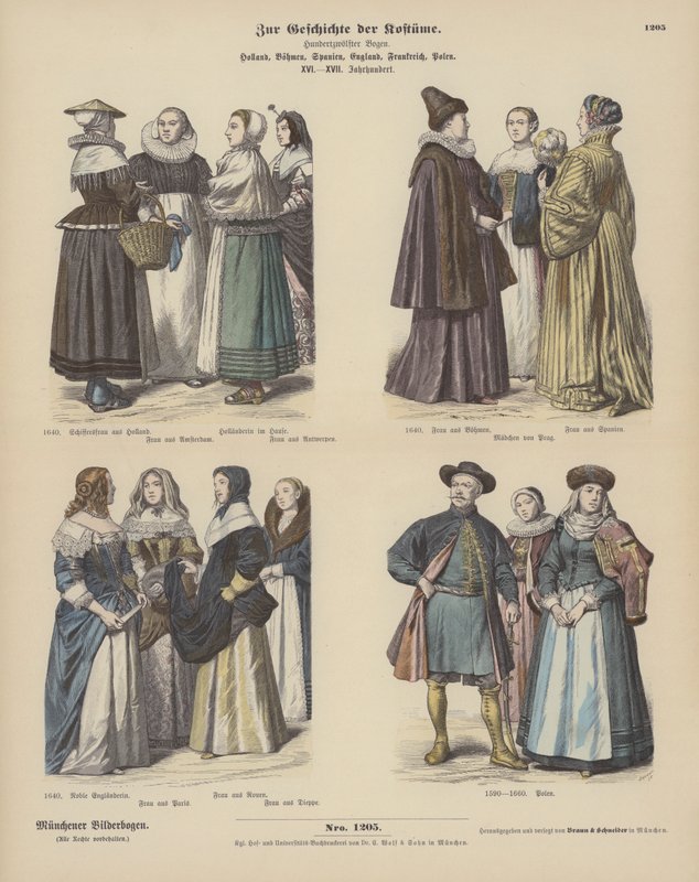 Holandské, bohémské, španělské, anglické, francouzské a polské kostýmy od German School