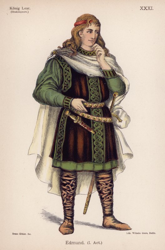 Edmund, ze Shakespearova Krále Leara (barevné lito) od German School