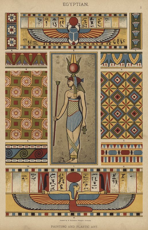 Egyptské, malířství a výtvarné umění (barevné lito) od German School