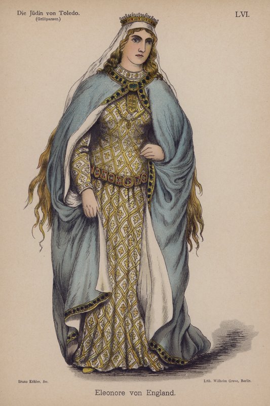 Eleanor Anglická, z Die Judin von Toledo (Židovka z Toleda) od Franze Grillparzera (barevné lito) od German School