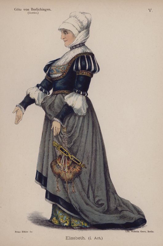 Elisabeth, z Gotz von Berlichingen od Goetha (barevné lito) od German School