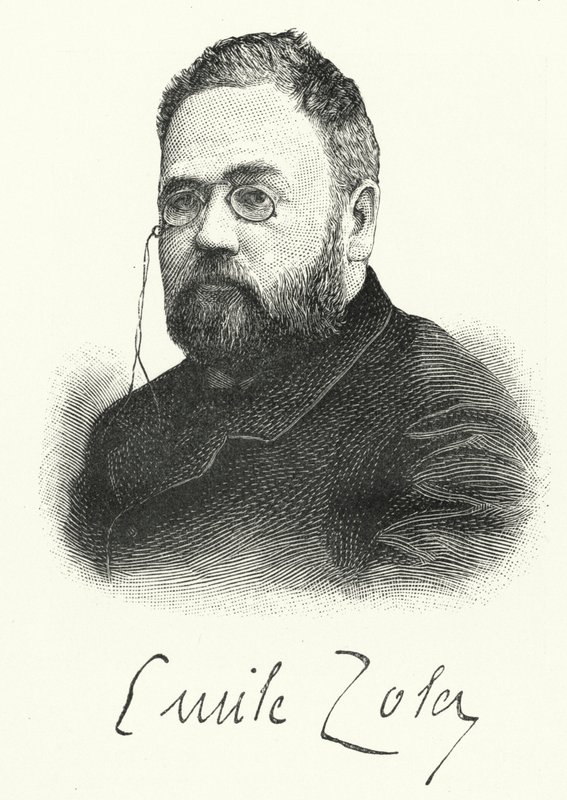 Emile Zola , francouzský romanopisec a dramatik (litho) od German School