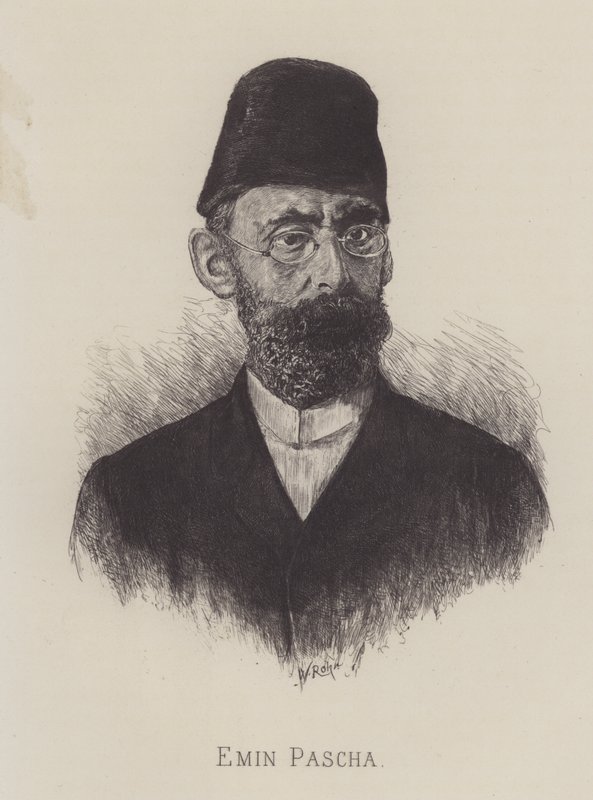 Emin Pasha , německý lékař, průzkumník a guvernér egyptské provincie Equatoria (litho) od German School