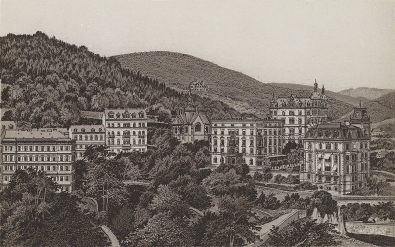 Englische Kirche, Konigsvilla, Bristol, Villa Theresa (litho) od German School
