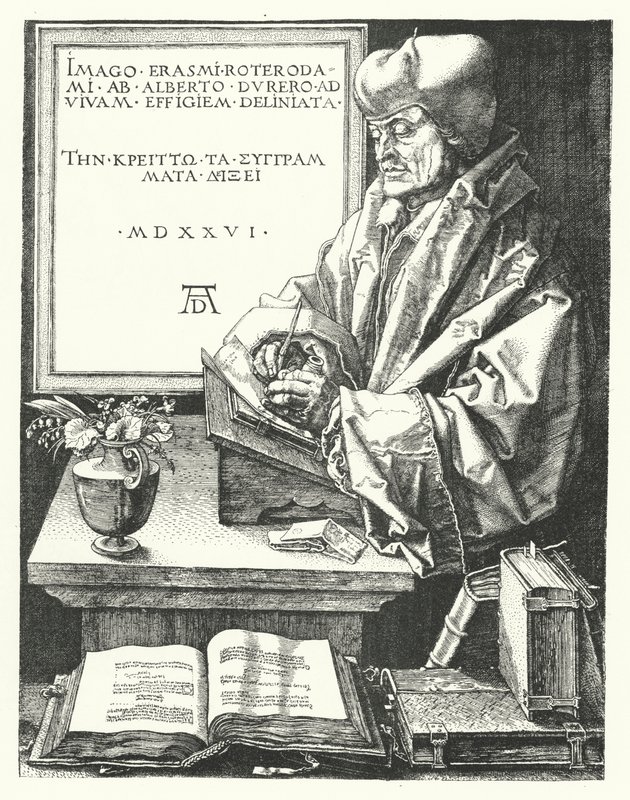 Erasmus Rotterdamský, holandský katolický reformátor a humanista (rytina) od German School
