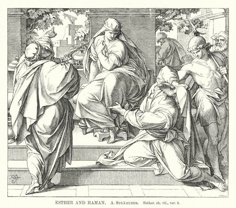 Esther a Haman, Esther, ch vii, ver 8 (rytina) od German School