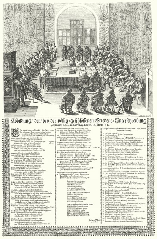 Evropský mírový kongres konaný v Norimberku v roce 1650 po třicetileté válce (rytina) od German School