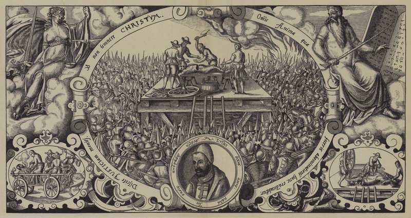 Poprava Lippolda ben Chluchima, mistra braniborské mincovny, Berlín, 28. ledna 1573 od German School
