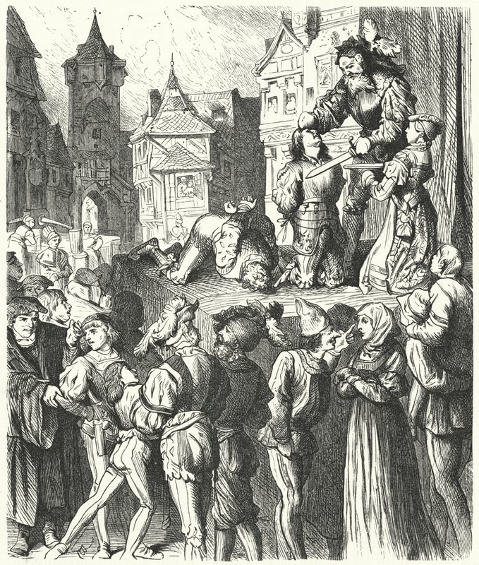 Scéna popravy z Titus Andronicus (rytina) od German School