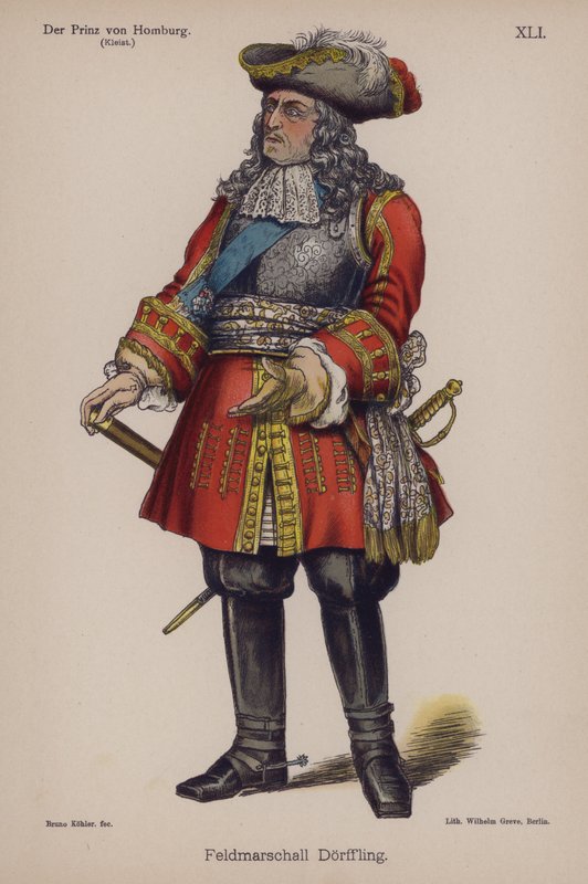 Polní maršál Doerffling, z Der Prinz von Homburg (Princ z Homburgu) od Heinricha von Kleista (barevné lito) od German School