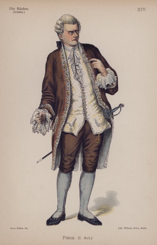 Franz, z Die Rauber (Loupežníci) od Friedricha Schillera (barevné lito) od German School