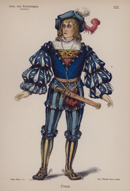 Franz, z Gotz von Berlichingen od Goetha (barevné lito) od German School