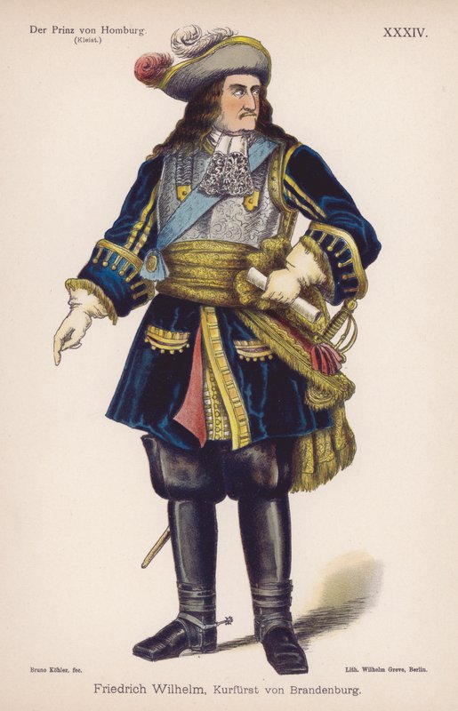 Friedrich Wilhelm, vévoda z Braniborska, z Der Prinz von Homburg (Princ z Homburgu) od Heinricha von Kleista (barevné lito) od German School
