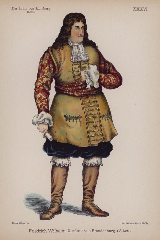 Friedrich Wilhelm, vévoda z Braniborska, z Der Prinz von Homburg (Princ z Homburgu) od Heinricha von Kleista (barevné lito) od German School