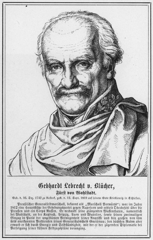 Gebhardt Lebrecht von Blucher, princ z Wahlstadtu (rytina) od German School
