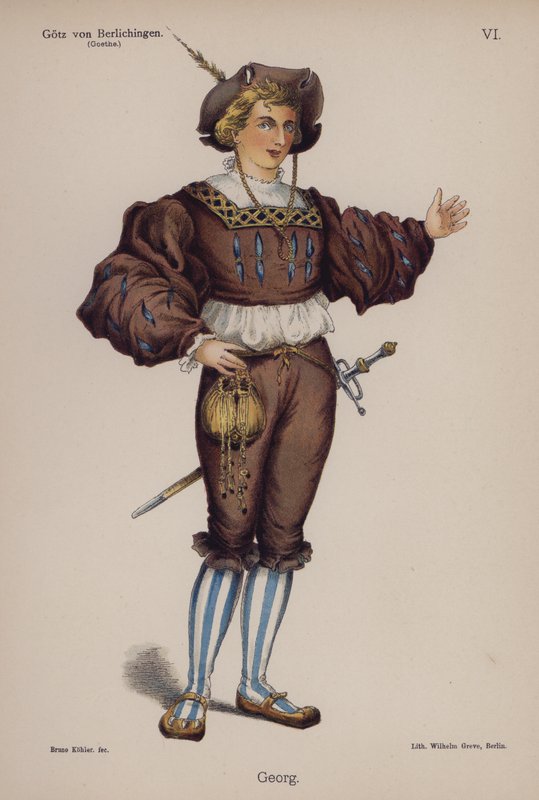 Georg, z Gotz von Berlichingen od Goetha (barevné lito) od German School