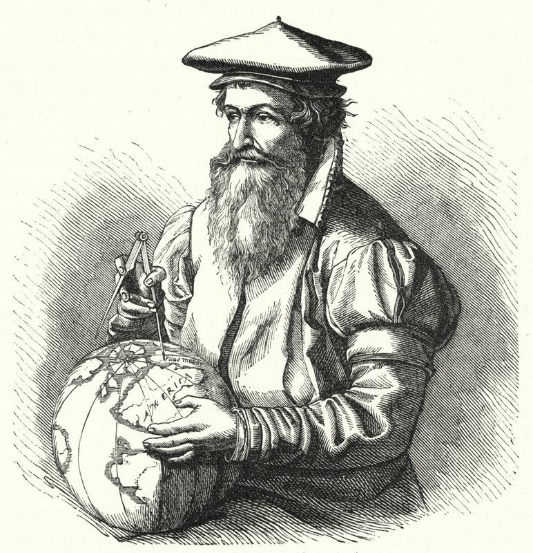 Gerardus Mercator , vlámský geograf a kartograf (rytina) od German School