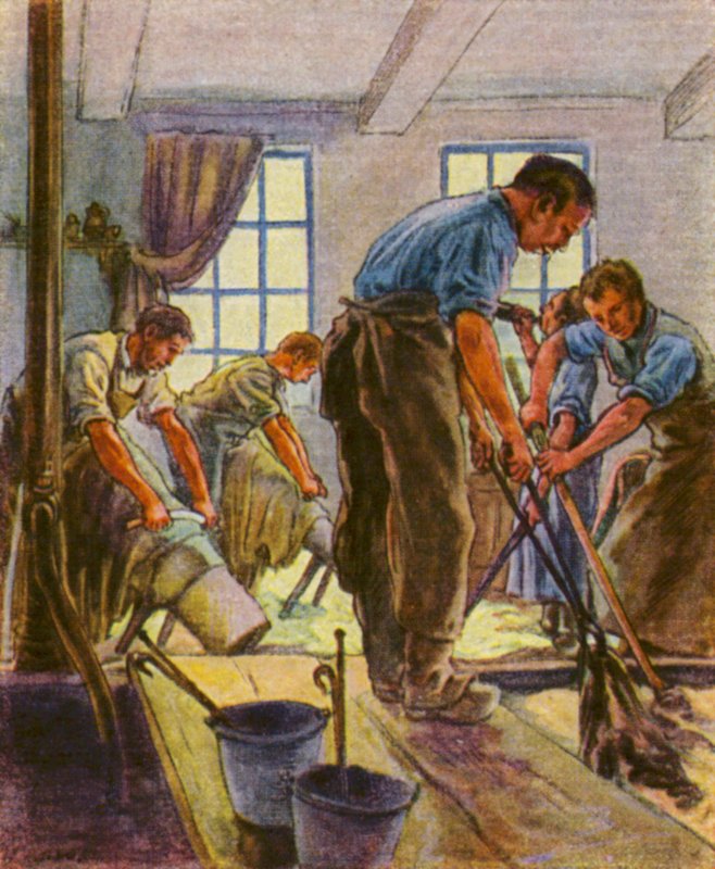 Gerber Und Farber / Tanners and Colourers (barevná litografie) od German School