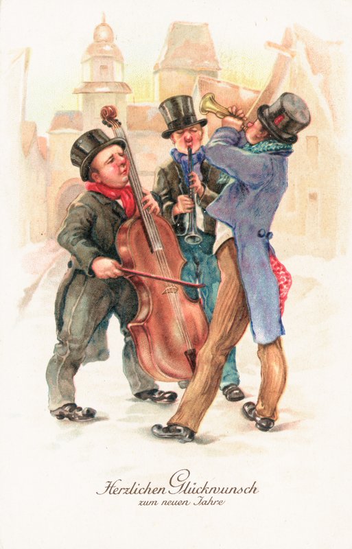 Německá novoročenka (barva litho) od German School