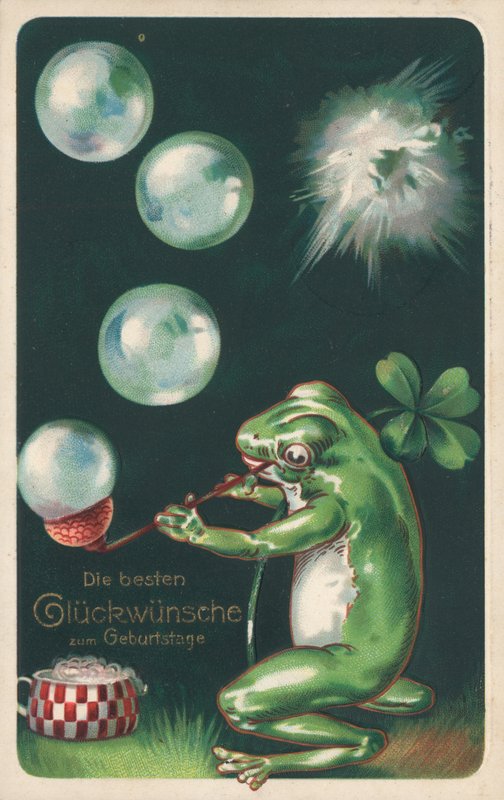 Německé přání k narozeninám (barva litho) od German School