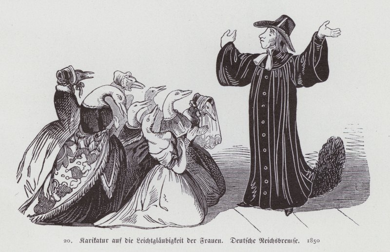 Německá karikatura o důvěřivosti žen od German School